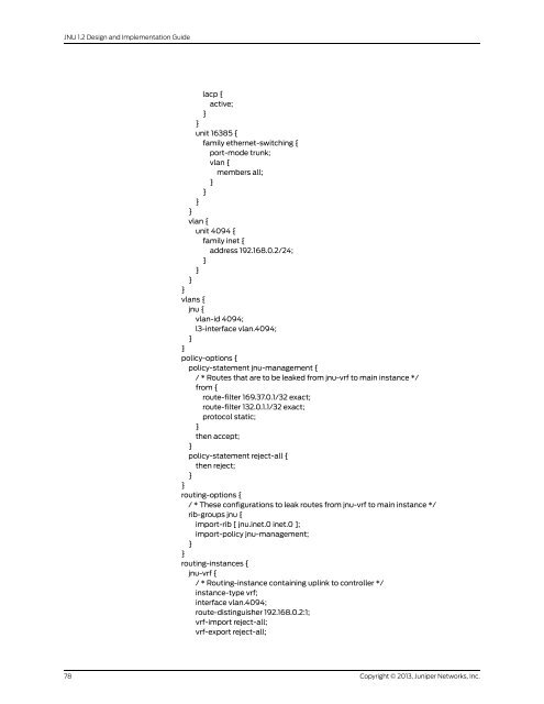 Designing and Implementing a Junos Node Unifier Network