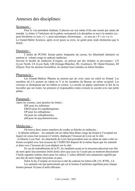 Code de la Faluche Lyonnaise Unifiée et Solidaire - HELARY.NET