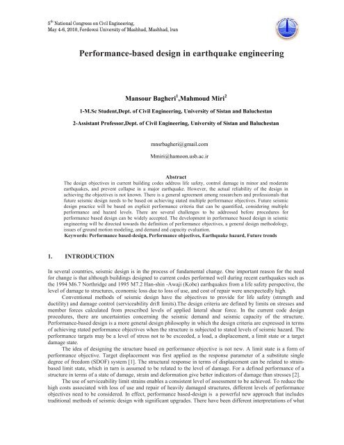 Performance-based design in earthquake engineering