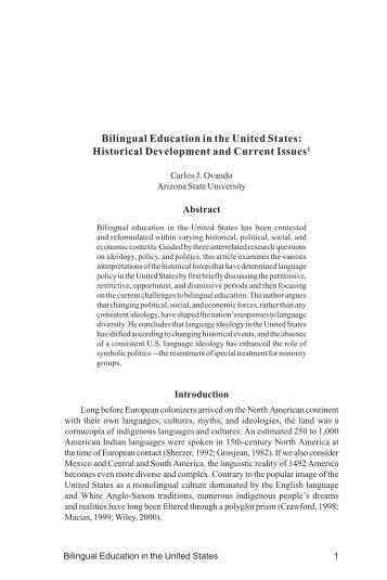 B Bilingual Education in the United States: Historical Development and