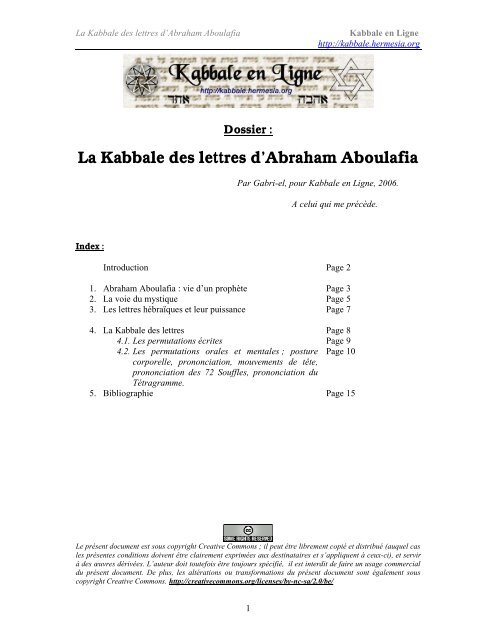 La Kabbale des lettres d'Abraham Aboulafia - Kabbale en Ligne