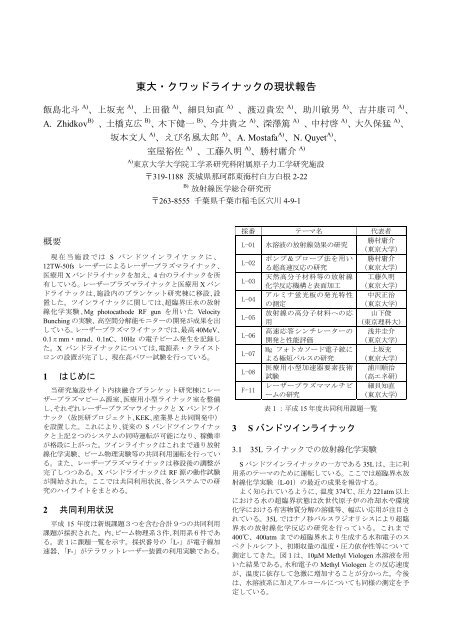 東大 クワッドライナックの現状報告 Kek