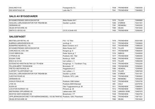 Godkjente Opplæringsbedrifter 2008 - Sør-Trøndelag fylkeskommune