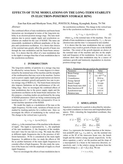 Effects of tune modulation on the long-term stability