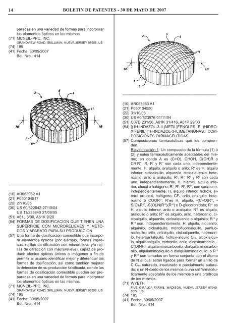 boletin de patentes - Instituto Nacional de la Propiedad Industrial