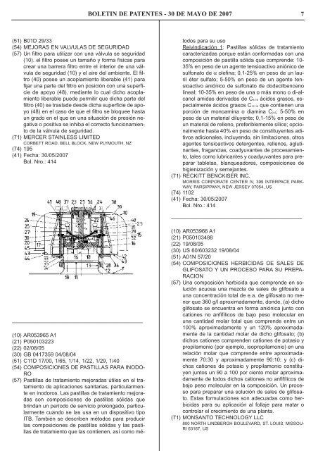 boletin de patentes - Instituto Nacional de la Propiedad Industrial