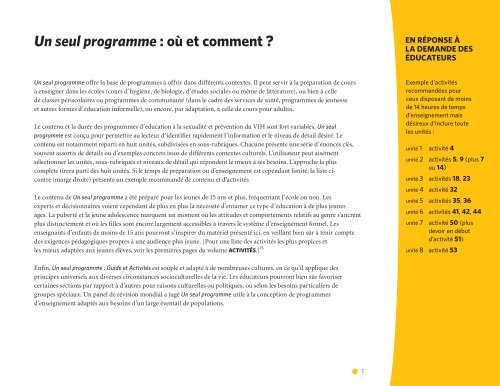 Un seul programme - Population Council