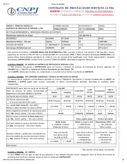 14/12/11 Termo de Ades o 1/2 www.mei.com.br/admin ...