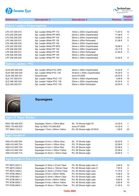 consumibles - Imaging Tech Iberia