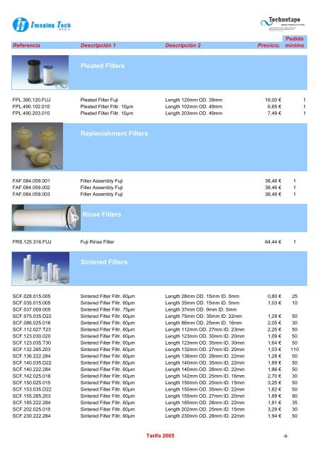 consumibles - Imaging Tech Iberia