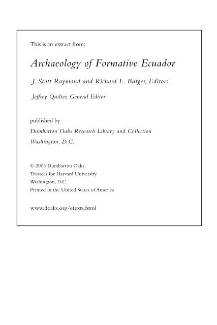 The Zooarchaeological Record from Formative ... - Dumbarton Oaks