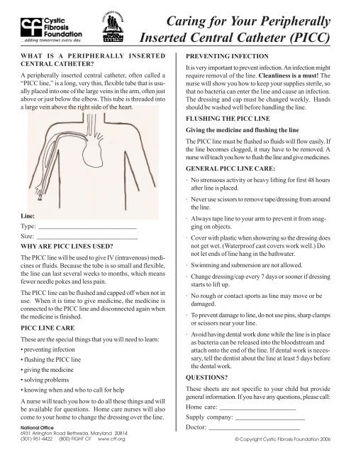 Caring for Your Peripherally Inserted Central Catheter (PICC)