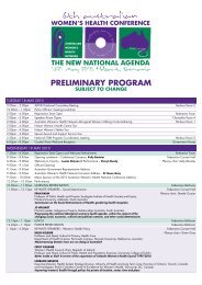 PRELIMINARY PROGRAM - Australian Women's Health Conference ...