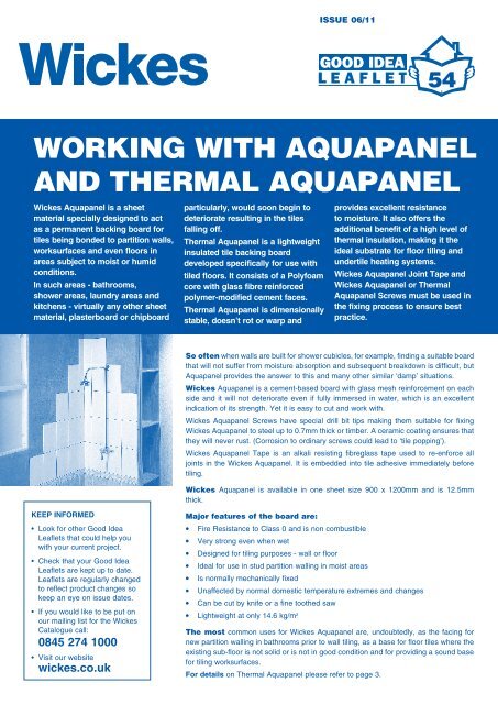 Working With Aquapanel And Thermal Wickes