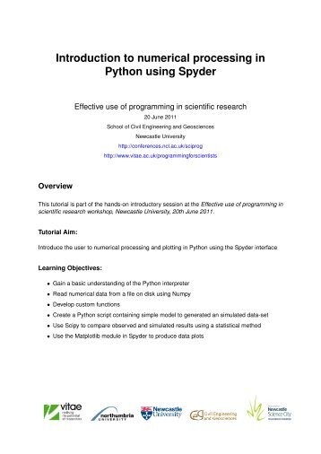 Introduction to numerical processing in Python using Spyder