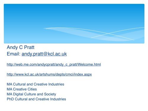 Prof Andy Pratt - conferences.ncl.ac.uk; ; Newcastle University