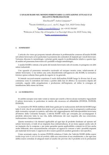 l'analisi rams nel mondo ferroviario - Università degli Studi di Pisa