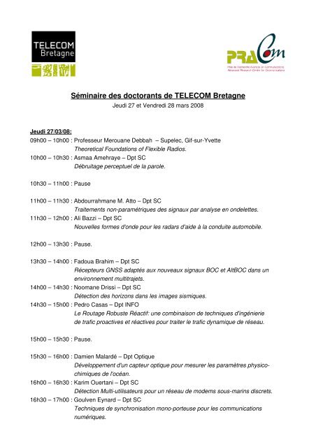 Séminaire des doctorants de TELECOM Bretagne