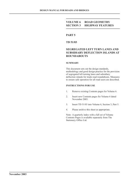 dmrb volume 6 section 3 part 5 - td 51/03 - Department for Transport