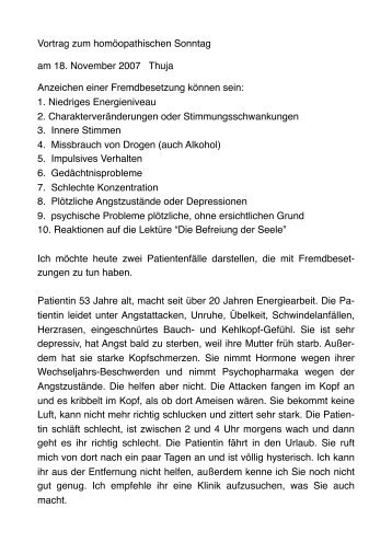 Vortrag zum homöopathischen Sonntag am 18. November 2007 ...