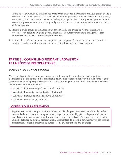 Counseling - the Fistula Care Project