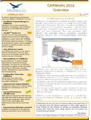 CAMWorks 2010 Overview - Hawk Ridge Systems