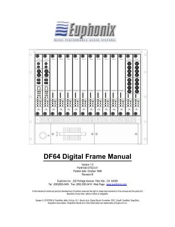 DF64 Digital Frame Manual - Euphonix