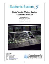 Euphonix S5 Digital Audio Mixing System Operation Manual