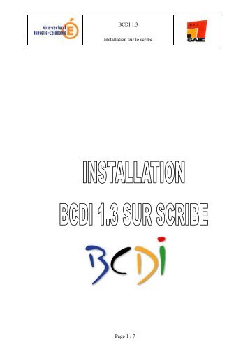 BCDI 1.3 Installation sur le scribe Page 1 / 7