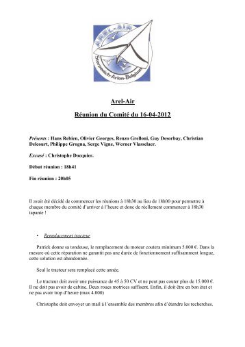 PV du Comité du 16 avril 2012 - Arel-Air