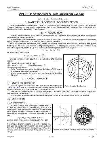 CELLULE DE POCKELS : MESURE DU DEPHASAGE