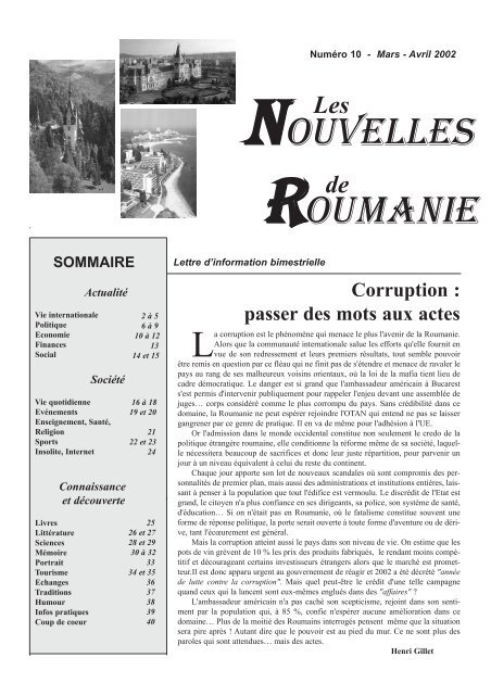 Édition 2002-03-01 (PDF document) - les nouvelles de roumanie