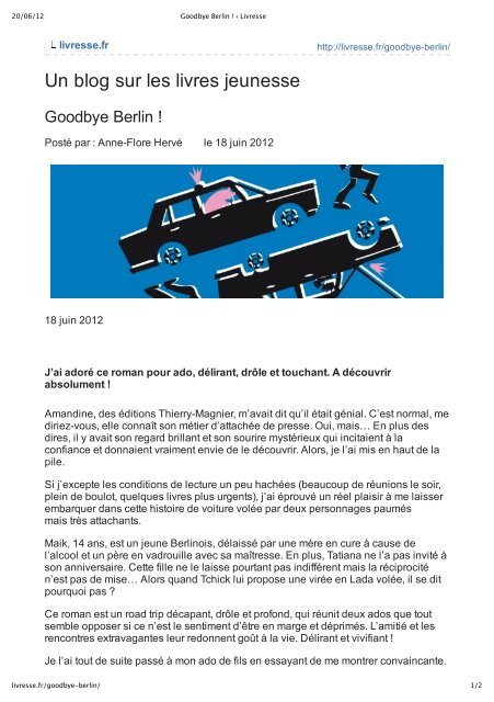 Goodbye Berlin Editions Thierry Magnier