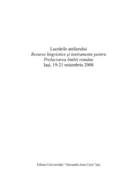 Resurse lingvistice şi instrumente pentru Prelucrarea limbii române