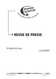 REVUE DE PRESSE - Planète Sciences