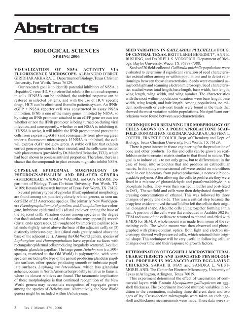 Texas Journal of Microscopy Texas Journal of Microscopy