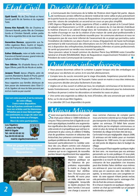 Bulletin municipal d'information de la mairie de Sigale - Accueil du site