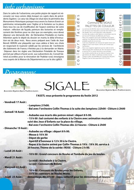 Bulletin municipal d'information de la mairie de Sigale - Accueil du site