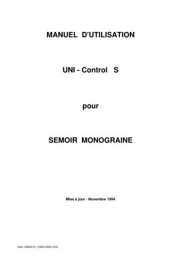 MANUEL D'UTILISATION UNI - Control S pour SEMOIR ...