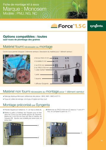 Fiche de montage kit à socs. Marque Monosem. Modèle ... - Syngenta