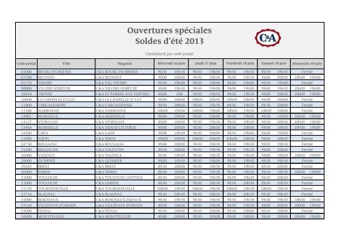 Ouvertures spéciales Soldes d'été 2013 - C&A