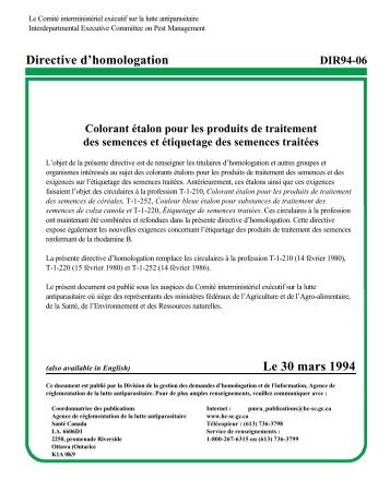 Colorant étalon pour les produits de traitement des semences et ...