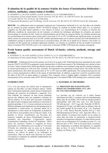 Evaluation de la qualité de la semence fraîche des boucs d ...