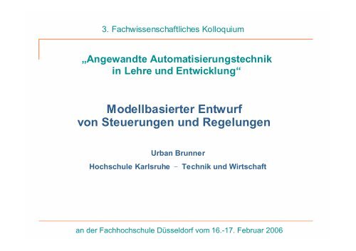 Modellbasierter Entwurf von Steuerungen und Regelungen