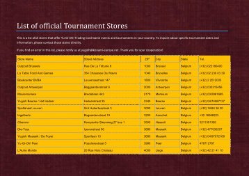 List of official Tournament Stores - Yu-Gi-Oh!