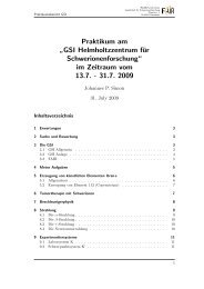 Praktikum am ” GSI Helmholtzzentrum für Schwerionenforschung ...