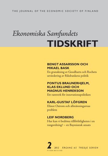 Nummer 2/2012 - Ekonomiska Samfundets tidsskrift