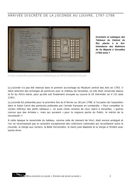 Les accrochages de la Joconde de 1797 à nos ... - Musée du Louvre