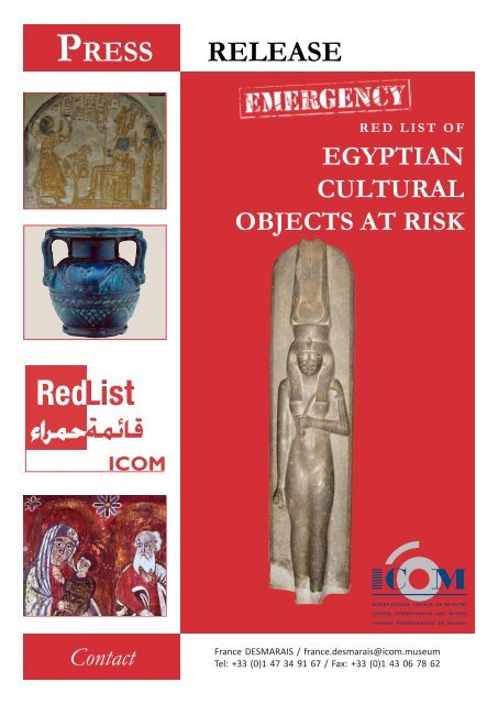 Emergency Red List of Egyptian Cultural Objects at Risk - The ...