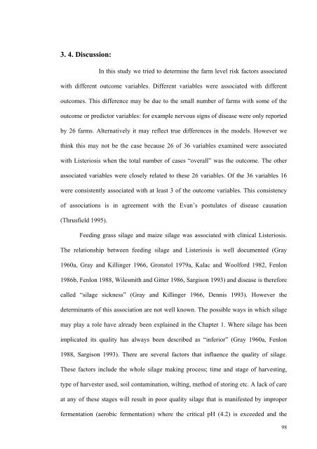 an epidemiological study of listeriosis in dairy cattle